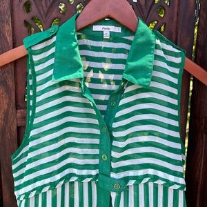 Green and White Striped Papaya Blouse